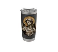 San Miguel Arcángel Estatua Sagrado Icono Arte Fe Vaso térmico de acero inoxidable de doble pared