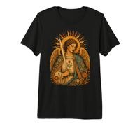 San Miguel arcángel Icono Floral con Espada y alas Camiseta Premium