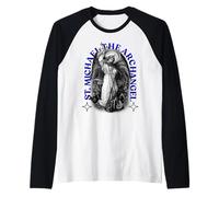 San Miguel Arcángel Protector Justicia Ángel Índigo Camiseta Manga Raglan