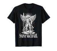 San Miguel Derrotando al Diablo Arcángel Católico Guerrero Camiseta