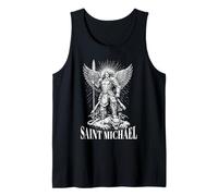 San Miguel Derrotando al Diablo Arcángel Católico Guerrero Camiseta sin Mangas