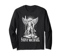San Miguel Derrotando al Diablo Arcángel Católico Guerrero Manga Larga