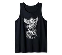 San Miguel Derrotando al Diablo Vintage Arcángel Guerrero Camiseta sin Mangas