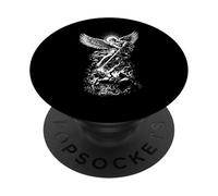 San Miguel Derrotando al Diablo Vintage Arcángel Guerrero PopSockets PopGrip Adhesivo