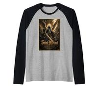 San Miguel Gótico Guerrero Ángel Sagrado Icono Arte Fe Camiseta Manga Raglan