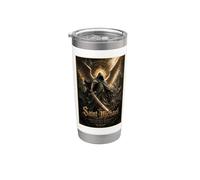 San Miguel Gótico Guerrero Ángel Sagrado Icono Arte Fe Vaso térmico de acero inoxidable de doble pared