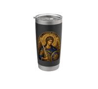 San Miguel Griego Ortodoxo Arcángel Sagrado Icono Arte Fe Vaso térmico de acero inoxidable de doble pared