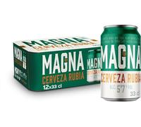 San Miguel Magna, Cerveza Lager Dorada, Pack 12 Latas x 33cl