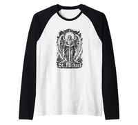 San Miguel Quis Ut Deus Arcángel Protector Camiseta Manga Raglan