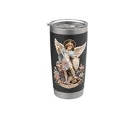 San Miguel Rosario Ángel Estatua Icono Arte Vaso térmico de acero inoxidable de doble pared