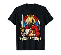 San Pablo Apóstol vidriera con Espada e Icono de la Biblia Camiseta
