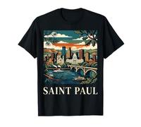 San Pablo Minnesota Retro Vintage Horizonte Río Puente Ciudad Camiseta