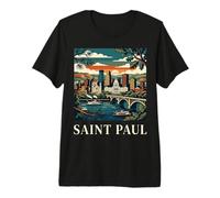 San Pablo Minnesota Retro Vintage Horizonte Río Puente Ciudad Camiseta Premium