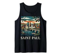 San Pablo Minnesota Retro Vintage Horizonte Río Puente Ciudad Camiseta sin Mangas