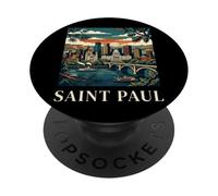 San Pablo Minnesota Retro Vintage Horizonte Río Puente Ciudad PopSockets PopGrip Adhesivo