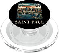 San Pablo Minnesota Retro Vintage Horizonte Río Puente Ciudad PopSockets PopGrip para MagSafe