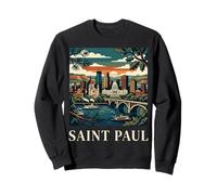 San Pablo Minnesota Retro Vintage Horizonte Río Puente Ciudad Sudadera