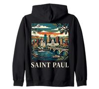 San Pablo Minnesota Retro Vintage Horizonte Río Puente Ciudad Sudadera con Capucha