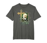 San Padre Pío Cruz de oración Católicos Santos Santos Vintage Camiseta, Hombre Tallas Grandes, Asfalto, 6X Alto