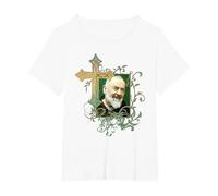 San Padre Pío Cruz de oración Católicos Santos Santos Vintage Camiseta, Mujer Tallas Grandes, Blanco, 2XL Grande