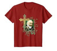 San Padre Pío Cruz de oración Católicos Santos Santos Vintage Camiseta, Niños, Arándano, 10 años
