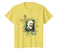 San Padre Pío Cruz de oración Católicos Santos Santos Vintage Camiseta, Niños, Limón, 3 años