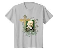 San Padre Pío Cruz de oración Católicos Santos Santos Vintage Camiseta, Niños, Plata, 2 años