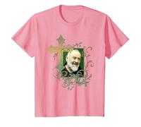 San Padre Pío Cruz de oración Católicos Santos Santos Vintage Camiseta, Niños, Rosado, 2 años