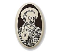 San Padre Pio (Oval, Porcelana medalla en trenzado Cable | patrón de civl defensa voluntarios