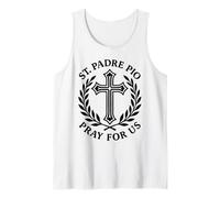 San Padre Pío Reza por Nosotros Católica Santa Cruz Devoción Camiseta sin Mangas