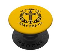 San Padre Pío Reza por Nosotros Católica Santa Cruz Devoción PopSockets PopGrip Adhesivo