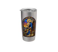 San Pedro Llaves Gallo Catedral Gótico Mosaico Arte Icono Vaso térmico de acero inoxidable de doble pared