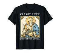 San Pedro Rock Clásico Vibra Católica Petros sobre Esta Roca Camiseta