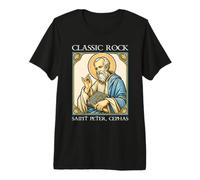 San Pedro Rock Clásico Vibra Católica Petros sobre Esta Roca Camiseta Premium