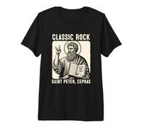 San Pedro Rock Clásico Vibra Católica Petros sobre Esta Roca Camiseta Premium