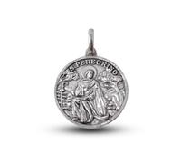 San Peregrino Medalla Plata Ley 925m maciza 24mm. patrón enfermos cáncer y enfermedades incurables