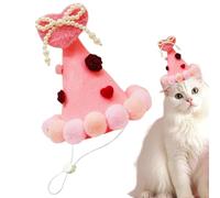San Pet Love Hat - Gorro suave de corazón rosa para perros y gatos | Accesorio de disfraz de pelota de peluche, propósito para las vacaciones, ropa para perros pequeños, y cuc