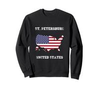 San Petersburgo Estados Unidos Vintage Bandera de Estados Unidos Mapa Sudadera