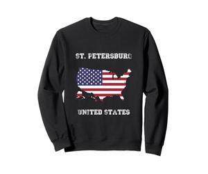 San Petersburgo Estados Unidos Vintage Bandera de Estados Unidos Mapa Sudadera