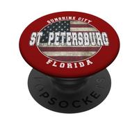 San Petersburgo Florida, Bandera Americana Vintage PopSockets PopGrip Adhesivo
