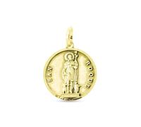 San Roque Medalla en Oro de 18k enmaciza 15mm. bisel liso. Grabación incluida en el precio - Personalizable - GRABACIÓN INCLUIDA EN EL PRECIO