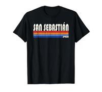 San Sebastián Spain Retro 70s 80s Style Camiseta gráfica económica, Hombre, Negro, M