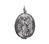 San Uriel Arcángel medalla plata Ley 925 maciza 23 mm. colgante bisel tallado - Personalizable - GRABACIÓN INCLUIDA EN EL PRECIO
