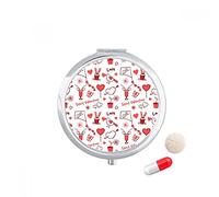 San Valentin amor cometa conejo rojo Travel bolsillo píldora caso medicina dispensador espejo regalo caja de almacenamiento