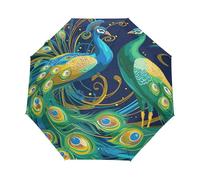 San Valentín Amor Pluma De Pavo Real Paraguas Plegable Automático Paraguas de Viaje Mujer Niño Niña Protección UV Resistencia Viento Impermeable