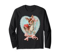 San Valentín Ciervo estética con corazón Vintage Animal Coquette Manga Larga