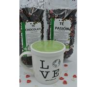 San Valentín - Pack de Regalo - Taza Regalo + 2 Bolsitas Surtida de Té de Pasión de 150gr, Te chocolate + Té Pasión