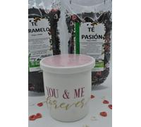 San Valentín - Pack de Regalo - Taza Regalo + 2 Bolsitas Surtida de Té de Pasión de 150gr-Te Pasión + Te Caramelo
