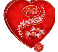 San Valentin Regalos Hombre y Mujer Bombones Corazón Chocolate con Leche | Edición San Valentín | 16 Bombones | Relleno Cremoso LINDOR | Caja Regalo 200g | Ideal para Parejas | Detalle Romántico
