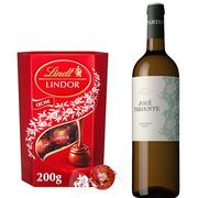 San Valentin Regalos Hombre y Mujer José Pariente - Sauvignon Blanc | Con bombones Lindor 200g | Blanco fresco y aromático | Detalle elegante y sabroso | Ideal para regalar